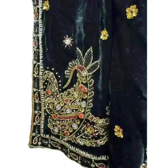 LESLIE FAY Black Velvet Evening Jacket with exquisite Beading and jewels  Size S - Picture 14 of 16